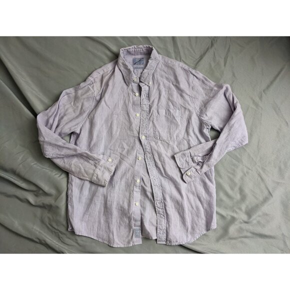 Abercrombie & Fitch Shirt Purple 100% Linen Long Sleeve Mens Size XXL - Picture 1 of 8